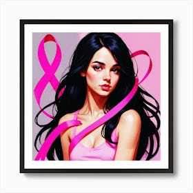 Women Breast Cancer Awareness background in Pink Ribbon international symbol for month October clipart and poster clipart and wall art 20 Art Print