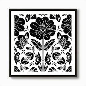 Black And White Floral Pattern Art Print