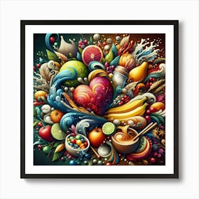 Colorful Fruits And Vegetables Art Print