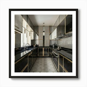 Black And Gold Kitchen 2 Art Print