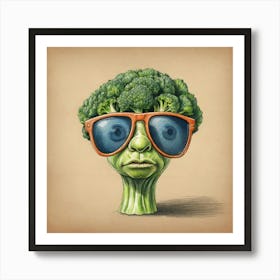 Broccoli In Sunglasses 1 Art Print