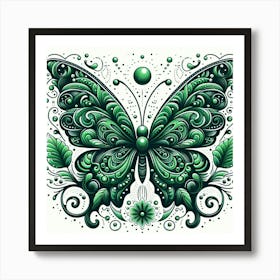 Green Butterfly Art 3 Art Print