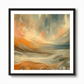 Abstract Painting Muted Serenity: Background Image with Surreal Touches in Vintage European Style Art Print