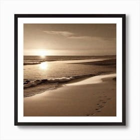 Sunset beach sepia Art Print