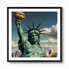 Statue Of Liberty Doughnut Art Print