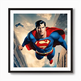 Superman Flying Art Print