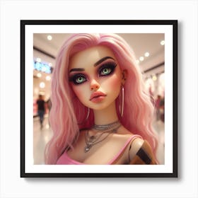 Pink Haired Doll Art Print