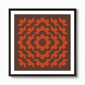 Abstract Flowers Pattern 11 In Royal Brown Dark Pastel Red 02 Art Print