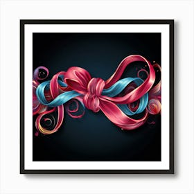 Vector Decorative Ornamental Ribbon Bow Curled Twisted Elegant Delicate Stylish Adorned F (3) Art Print