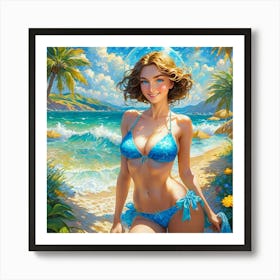 Girl On The Beachfsef Art Print