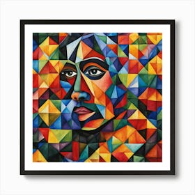 Geometric Portrait Of A Woman Art Print