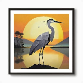 Origami Heron Art Print