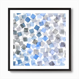 Watercolor Plaids Blue Square Poster