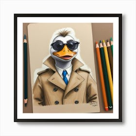 Duck In A Trenchcoat 2 Art Print