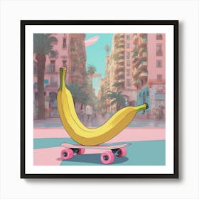 Banana skating in Barcelona Art Print