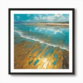 Turquoise Blue Sea, Beach of Liquid Gold 1 Art Print