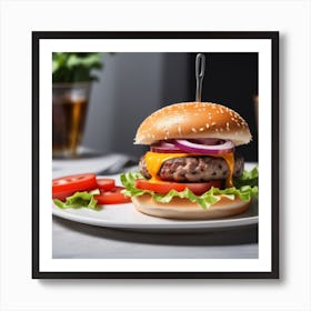 Hamburger On A Plate 57 Art Print