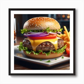 Hamburger And Fries 23 Art Print