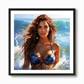 Beautiful Woman In The Ocean Art Print