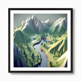 Low Poly Landscape 1 Art Print