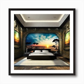 Sunset Bedroom Art Print