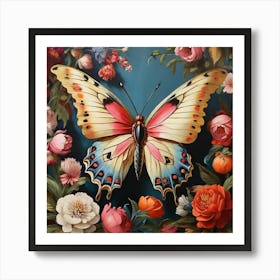 Maximalist Animal Painting Butterfly Art Print 0 1 Art Print