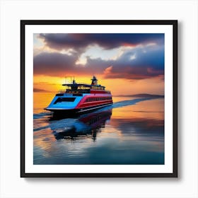 Sunset On The Bay Ferry 2 Art Print