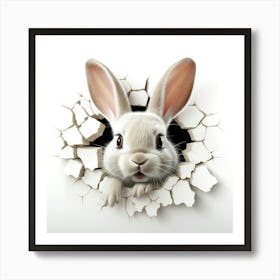 Rabbit Peeking Through A Hole 17 Art Print