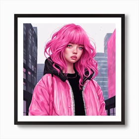 Pink Haired beauty Art Print