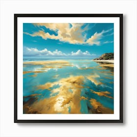 Sunlit Reflections on Golden Beach 4 Art Print