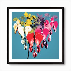 Andy Warhol Style Pop Art Flowers Bleeding Heart Dicentra Square Art Print