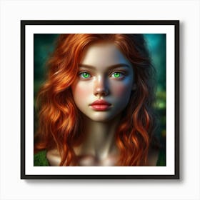 Red Haired Girl With Green Eyes Art Print