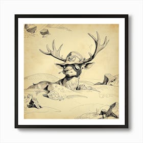 Deer In The Snow Art Print