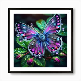 Butterfly With Raindrops Art Print