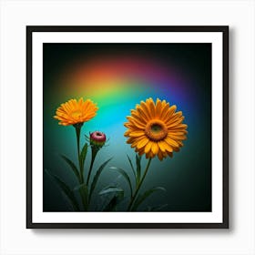 Rainbow Flowers Art Print