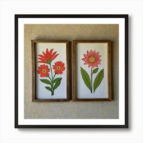 Two Framed Floral Prints Art Print