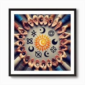 Many Hands With Symbols Poster