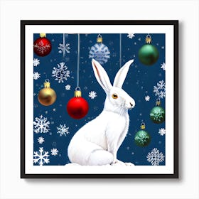 Christmas Rabbit Art Print