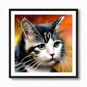 Watercolor Cat Art Print