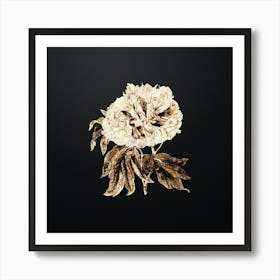 Gold Botanical Double Red Curled Tree Peony on Wrought Iron Black n.2537 Art Print