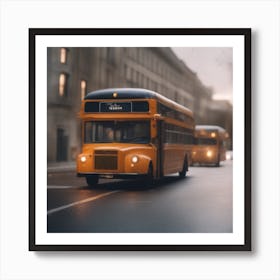 Double Decker Bus On The Street Art Print