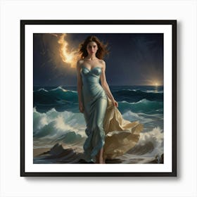 Woman On The Beach Art Print