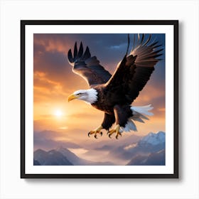 Bald Eagles Soaring Gracefully Art Print