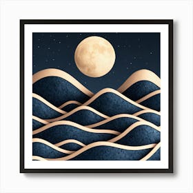 Moon And Waves 48 Affiche