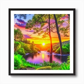 Sunset In The Forest 11 Art Print