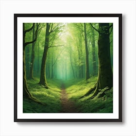 Green Forest Path Art Print