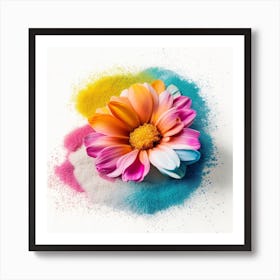 Colorful Flower In Powder On White Background Art Print