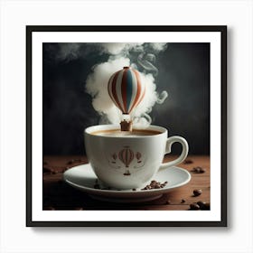 Hot Air Balloon In A Coffee Cup 3 Art Print