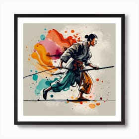 Samurai Warrior - Martial Arts - Bo Staff Art Print