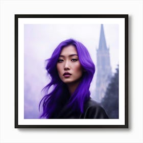 Portrait Of A Young Woman With Purple Hair Art Print